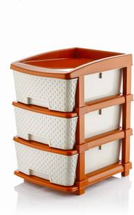 PALAK 3 Plastic Modular Transparent Drawer System for Home, Office, Hospital, Parlor Plastic Free Standing Chest of Drawers
