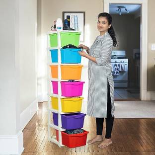 Prizam 7 Layer MultiPurpose Modular Drawer Storage System for Home & Office Plastic Free Standing Chest of Drawers