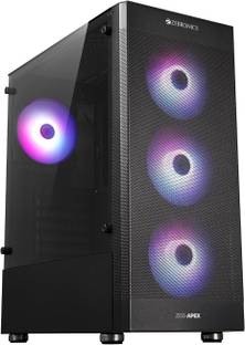 ZEBRONICS APEX Gaming Cabinet, Full-Tower, E-ATX/ATX/mATX/ITX, 4 ARGB Fans Full Tower Cabinet with USB 2.0 and USB 3.0 Ports Compatible with Gaming Console