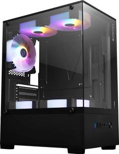 ZEBRONICS Iceberg Gaming Chassis, mATX/Mini ITX, Tempered Glass, 5 Fans Mid tower Cabinet with USB 2.0 and USB 3.0 Ports Compatible with Gaming Console