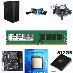 ZEBRONICS combo (cabinet/smps/h61/i5 proccessor/8gb/512gb ssd/fan) for assemble computer mid tower Cabinet with USB 2.0 and USB 3.0 Ports Compatible with Computer