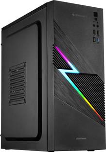 ZEBRONICS Lightning Cabinet Mini-Tower ATX/mATX/ITX,80mm Fan, LED Strip, USB 3.0 Mid Tower Cabinet with USB 2.0 and USB 3.0 Ports Compatible with Computer
