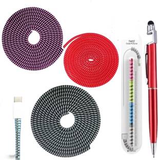 DECRONICS Charger Cable Protector Data Cable Charging Cord Cover Combo Set of 5 Items Cable Protector