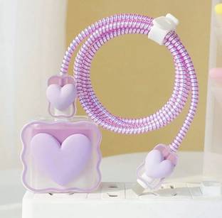 JOBINKA 3D Cute Heart Design Soft Silicone Protective 18W-20W Apple Charger Case Cover Cable Protector