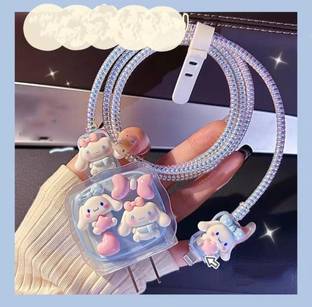 Micvir Charger Cover for iPhone 18W-20W Charger, 3D Cartoon Design Cinnamoroll, Spiral Cable Protector