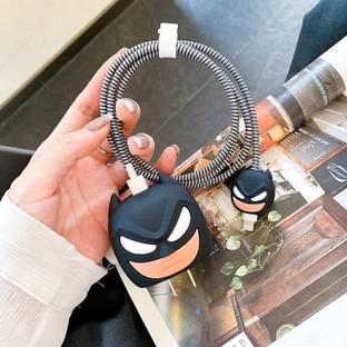 Epaal 4 pcs 3D BATMAN Case & Winder for 18W 20W iPhone 14 13 12 11 Adapter & Charging Cable Protector