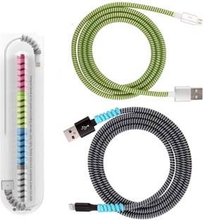 DECRONICS 1.5 Meter 2pcs Charging Cable Saver Winder, Twist Cable Protector (4 Pcs) Cable Protector