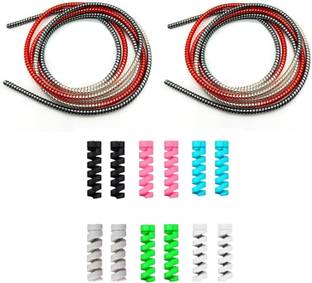 Redclip Cable Protectors Combo – 2 Premium Cable Wraps + 12 pcs Colorful Cord Protectors Cable Protector