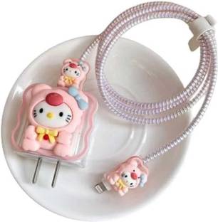 KNJ Cute Hello Kitty Charger Cover Case Set for iOS (18W/20W Adapter) Cable Protector