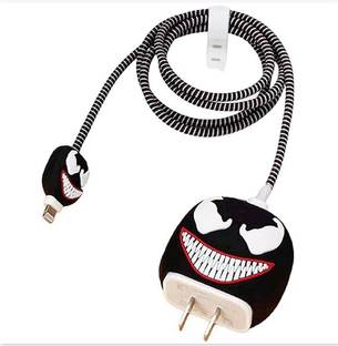 YSTIFYRA 20W USB-C Adapter Charger 3D Cute VENOM Cartoon Designs Lightning Cable Protector