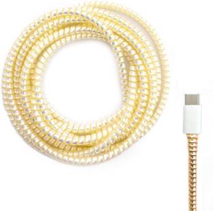 KAELAN Gold 1.5M Full Size Metallic Finish Charger Spiral Cable Protector Cable Protector
