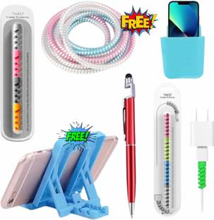DECRONICS Wall Mounted Storage Box, Mobile Holder, 3 In 1 Pen, 8Pcs Twist And 1.5M Spiral Cable Protector