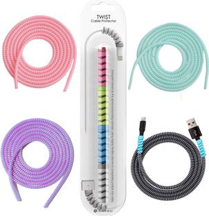DECRONICS 4PCS 1.5 Meter Wire Cable Protectors Combo & 4PCS Twist Cable Protector (TCP25) Cable Protector