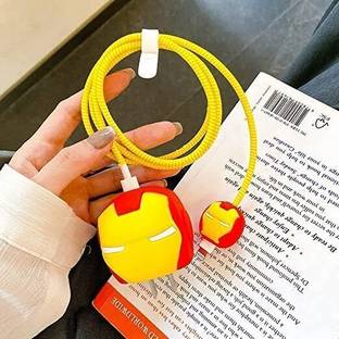 Epaal 4 pcs 3D IRONMAN Case & Winder for 18W 20W iPhone 14 13 12 11 Adapter, Charging Cable Protector