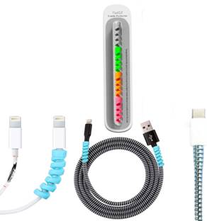 DECRONICS Spiral Charger Cable Winder 1.5 Meter with 4 Pcs Twist Cable Protector Cable Protector