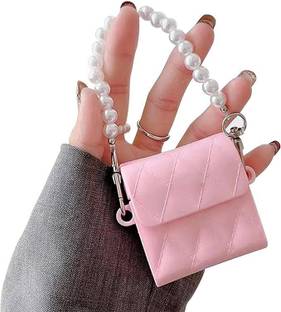 Caual need Airpods Pro Women's Girls'Pouch Case Design with Pearl Chain Case Soft Silicone Cable Protector