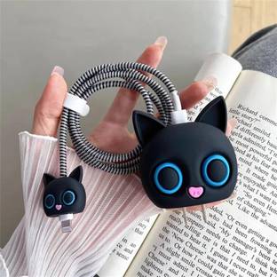 MobiLooks Charger Cover for iPhone 18W-20W Type C Charger 3D Cartoon Design Cat Eye Case Cable Protector