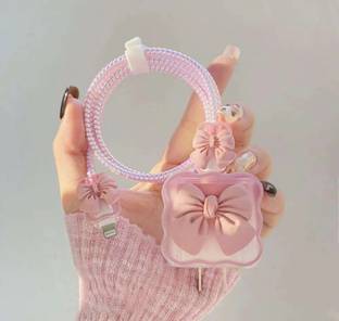 MK Mankrit Compatible for 18-20W 360 Degree Full Protection Cover (Spiral _ Pink) Cable Protector