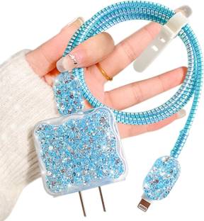 CASENED Case Cover for Apple 20W iPhone USB-C Power Adapter Charger | Glitter Shape with Cable Protector