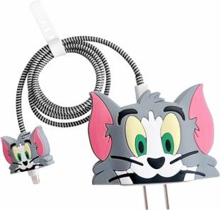 infuze iPhone Charger Case 18W/20W – Tom Grey Cartoon Design with Cable Guard Cable Protector