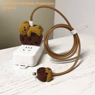 Wyltron 3D Brown Biscuit Bear Protector – Durable Cable Case for USB-C Fast Charger Cable Protector
