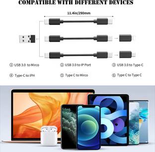 smooth life 3-in-1 Cable 0.3 m Fast Charging Cable for Mobile Phones With Multipurpose Cable & Premium Material