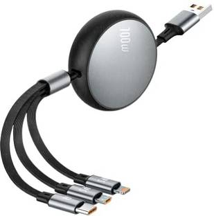 Gadget Ninja 100W 3 in 1 Charging for Car Home Office iOS, Android, Type C (Black) Power Meter for Cables