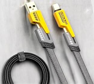 SPEEDFOX USB Type C Cable 2 A 1.2 m metal braied Inbae High Grade 4 In 1 Metal Alloy Ports Fast Charging & Data Transfer 65W Cable|Super Durable Texture Braided|Supporting Thunderbolt Port,Type C Lightning,Type A Phone & Laptop