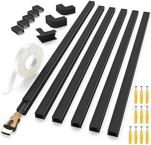 HASTHIP Cord Cover Kit Self Adhesive Cable Hider and Raceway for Wall Cable Management Flexo Wrap Resealable Cable Sleeve