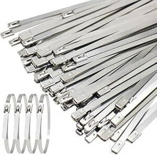 GLOBOMOTIVE Premium Stainless Steel (SS-304) Self Locking Zip Ties (300 mm x 4.6 mm) Stainless Steel Stainless Steel Cable Tie