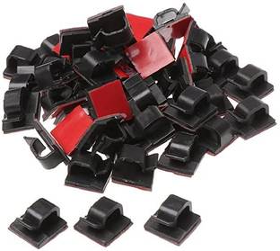 BHOOLU&GOOLU Cable Organizer Clips with Adhesive For Any Cable - Type 2 (50 Clips/bag) Plastic Hook & Loop Cable Tie