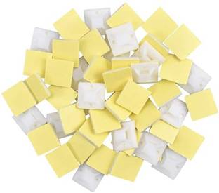 Gilhot Cable Tie Mounts 25x25(mm), 100pcs/Pack - White Plastic Releasable Cable Tie