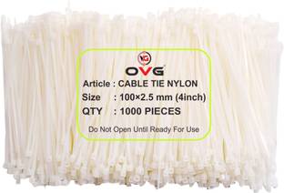 OVG Self Locking Ties, 4inch 1000 Pcs (100 mm, 2.5 mm) Nylon Standard Cable Tie