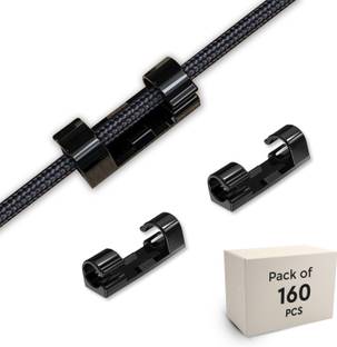 Robustt Wire Organizer Cable Management Clip Desktop Cord Hook Self Adhesive Plastic Hook & Loop Cable Tie