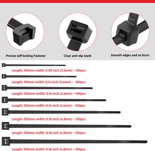 Robustt Self Locking Cable Lock | 150 X 3.6 mm | 100 Pieces, Black | Heat Resistant Nylon Standard Cable Tie