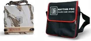 Rhythm Pro Cube Traveller Cajon White MRBL With External Snare Tap,Strap & Padded Cover Bag Cajons