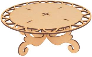 Nexat Round PlyWood Cake and Dessert Pedestal Display Stand for Dining Table Wooden Cake Server