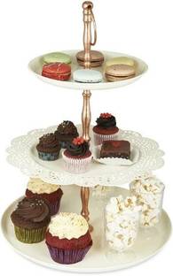 Elan Flourish 3 Tier Cake and Cupcake Stand Stainless Steel Cake Server