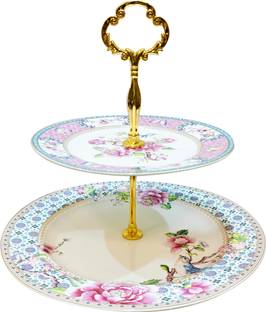 Lemon Tree Ceramic 2-Tier Cupcake Stand Fruit Plate Serving Platter Tray Dessert Tower Ceramic Cake Server