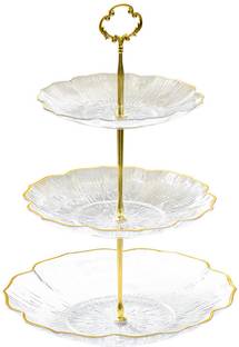 JAMBOREE 3 Tier Cake Stand Round Cupcake Display Stand Clear Acrylic Dessert Fruit Plates Acrylic Cake Server