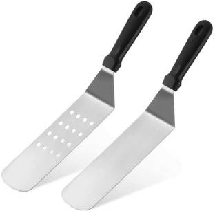 ShoppersHub PNQ 2 Piece Set Pizza Lifter Shovel Set - 1 With Holes & 1 Without Holes Stainless Steel Cake Server