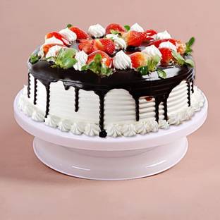 Bakeazy Plastic 11-inch Round Cake Turn table 360 Rotating Cake Decorating Stand Plastic Cake Server