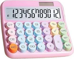 NIVKEZ Colorful Candy Colored Electronic Calculator Large LCD Display Round Button Colorful Candy Calculator with 12-Digit Large LCD Display,Cute Mechanical Design Basic  Calculator