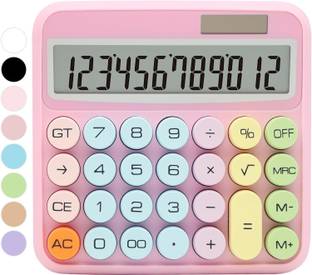 SIRIDHI Colorful Calculator,Mechanical Calculator Cute 12 Digit Large LCD Display Big Round Button Calculator,Easy to Press,for School Office Business Home Financial  Calculator