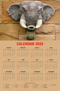 Imagine Printing Solutions Elephant Wall Calendar 2025,12 Months for Home,Office(Size: 36x24Inches) 2025 Wall Calendar