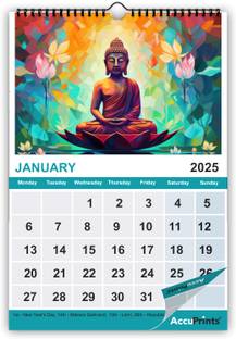 AccuPrints Buddha Wall Calendar (11 x 17) inch 2025 Wall Calendar