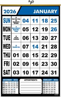 ESCAPER Wall Calendar with Holidays - Large Format, Easy for Scheduling 2026 Wall Calendar