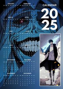 Posternet Anime Jinwoo themed Wall Hanging Calender 2025, 12inch x 18inch (Solo Levelling) 2025 Wall Calendar
