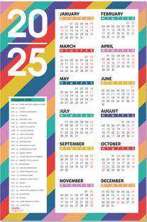 ESCAPER Stripes Theme WallCalendar 2025 for office & home 2025 Wall Calendar