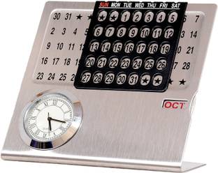 Decor Big Size Perpetual Calendar with Clock Never Ending Date & Month Display perpetual Table Calendar